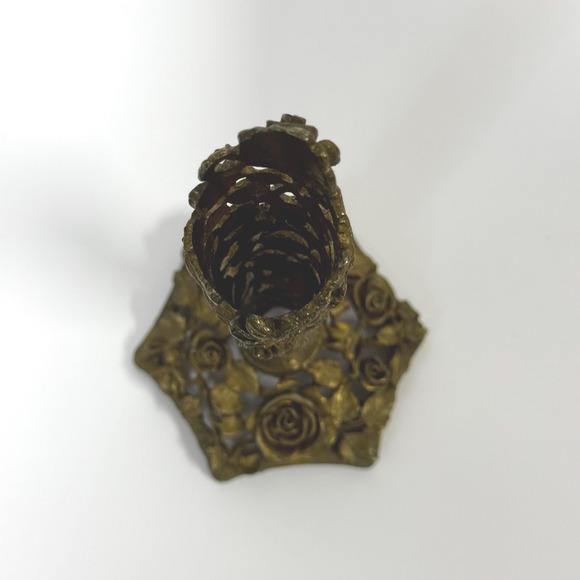 Vintage Matson bud vase: Ornate floral Rose candlestick or pen holder - Picture 7 of 11